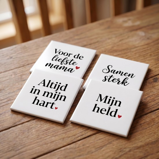Gepersonaliseerd Moederdag Cadeaupakket: Luxe Koffiemok & 4 Tekstmagneten