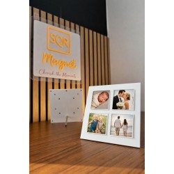 Acrylic Magnet Gallery – Premium Magneetbord met Staander & Magnetische Bevestiging 4 Gird vierkant