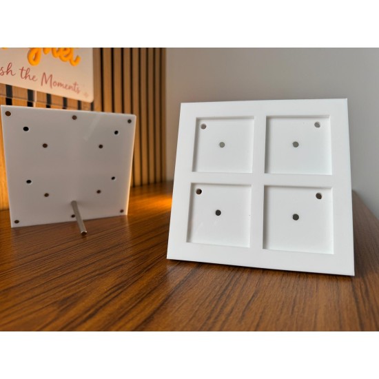 Acrylic Magnet Gallery – Premium Magneetbord met Staander & Magnetische Bevestiging 4 Gird vierkant