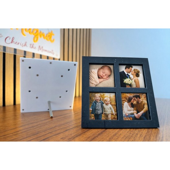 Acrylic Magnet Gallery – Premium Magneetbord met Staander & Magnetische Bevestiging 4 Gird vierkant