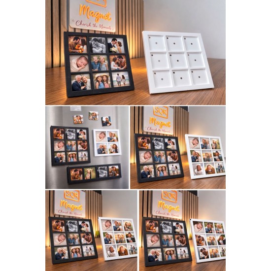 9 Grid vierkant Acrylic Premium Magneetbord met Staander & Magnetische Bevestiging 