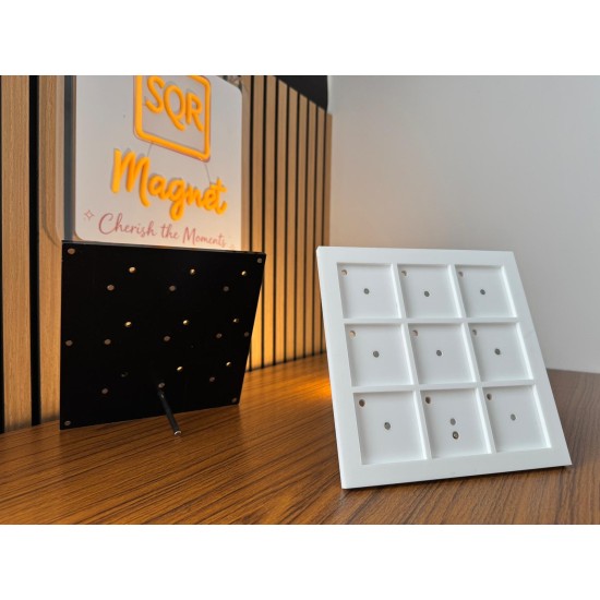 9 Grid vierkant Acrylic Premium Magneetbord met Staander & Magnetische Bevestiging 