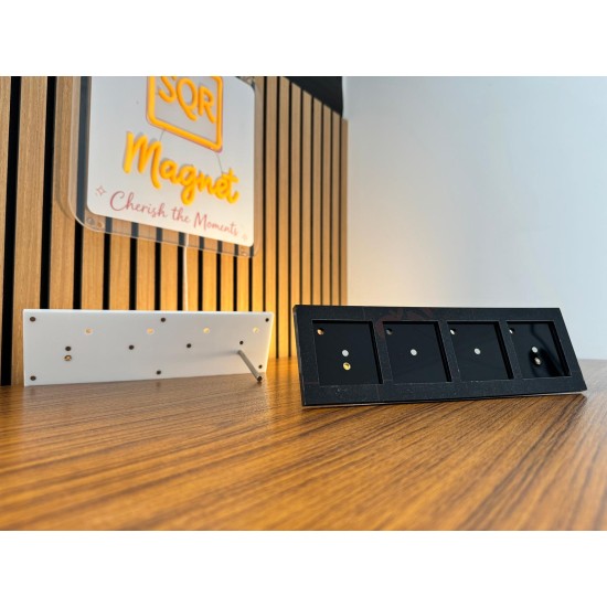 4 Grid Horizontaal Acrylic Premium Magneetbord met Staander & Magnetische Bevestiging 